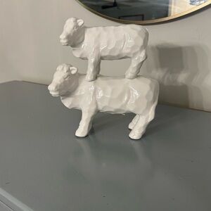 White Ceramic Cow Sculpture